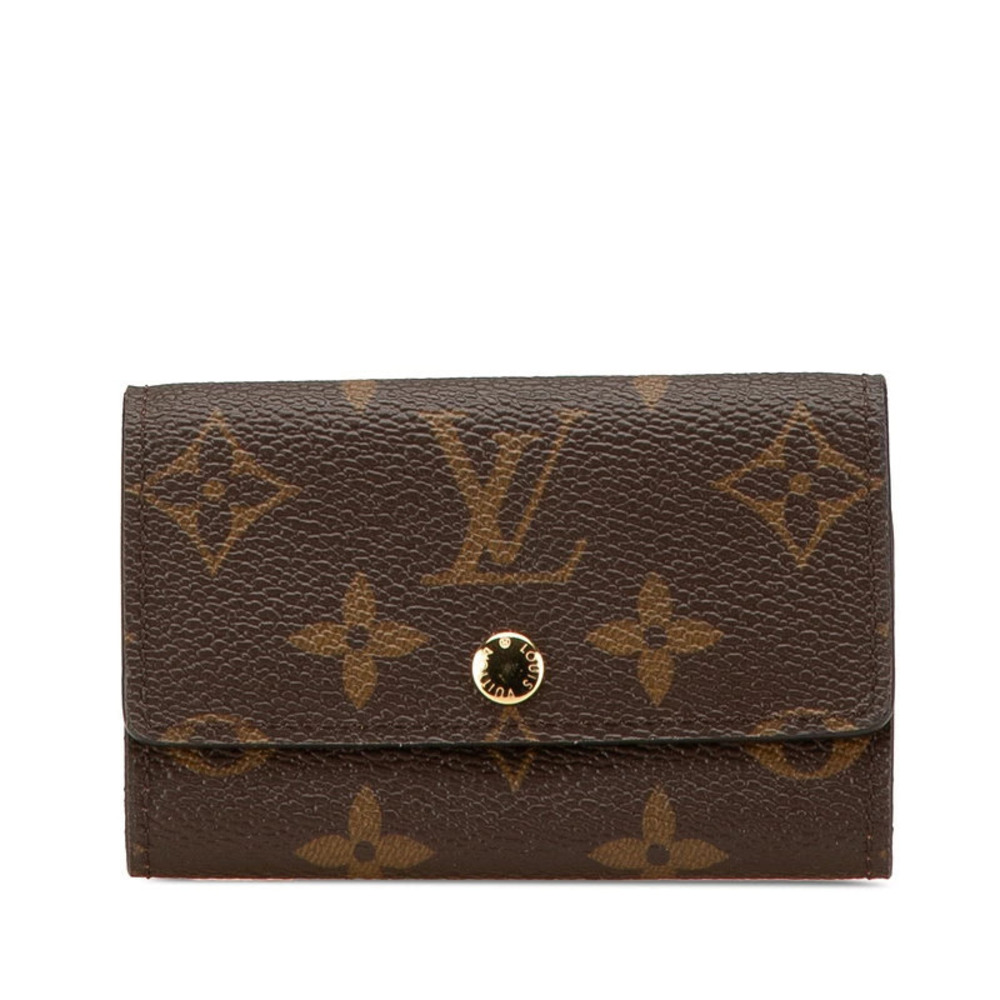 Louis Vuitton Monogram Multicles Key Case Wallet Brown Fuschia Pink Leather